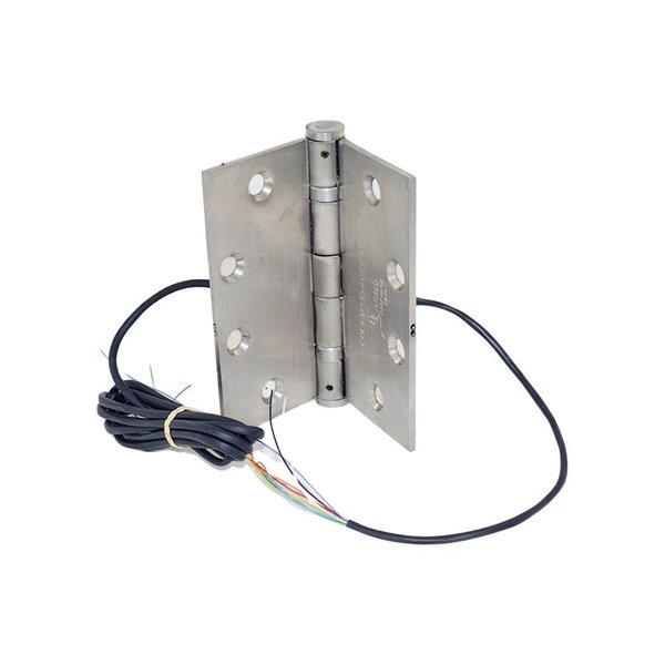 Command Access 4-1/2" x 4-1/2" Electric 8 Wire BB1279 Steel Base Hinge US32D Satin Stainless Steel Finish ETH8W4545630BB91